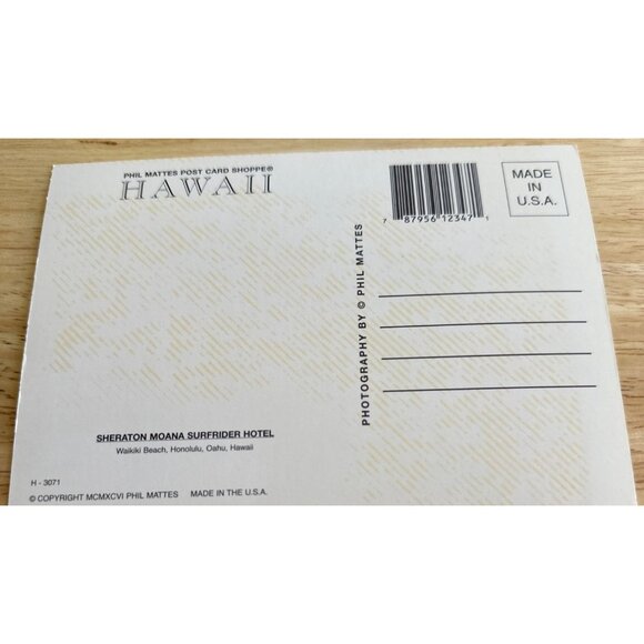 Vintage Waikiki Beach Hawaii Postcard Sheraton Moana Surfrider Hotel Honolulu - Picture 4 of 4